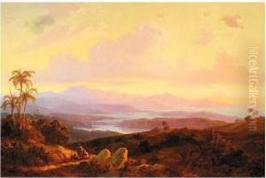 Hunters By The Sea At Sunset by Edmund Wodick