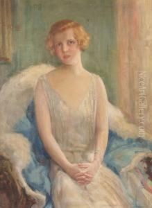 Portrait Of A Lady In White by Arthur William Woelfle