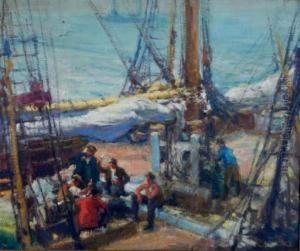 Game Of Cards By The Docks by Arthur William Woelfle
