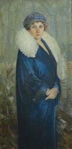 Portret Kobiety W Bialej Etoli by Wojciech Aleksander Durek