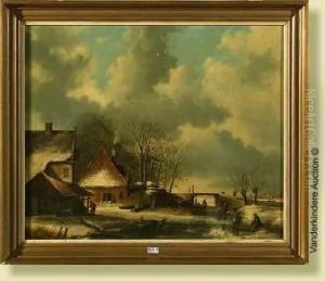 Paysage Enneige Aux Patineurs by Herman Wolbers