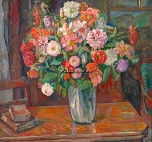 Interior Med Sommerblomster by Oluf Wold-Torne