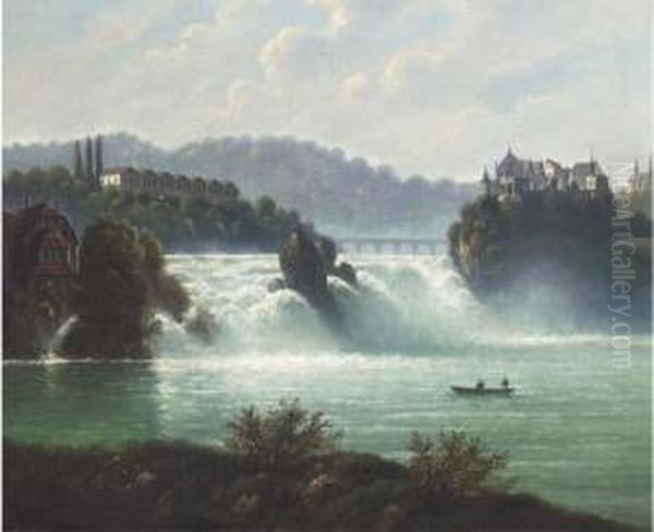 A Castle Overlookng Cascading Water - view 1