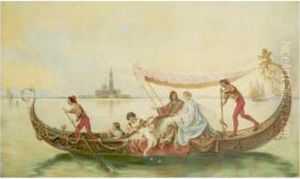 Newlyweds In A Gondola by August Wolf