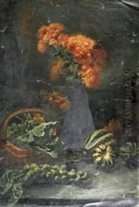 Herbstliches Gemusestillleben Mit Kurbissen by Franz Wolf