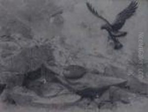 An Eagle Has Just Picked Off From The Rock A Ptarmigan by Joseph Wolf