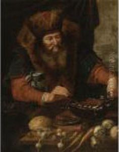 Bearded Man Cooking Sausages