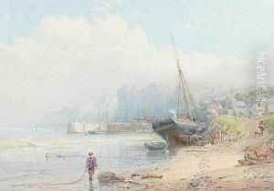 Saundersfoot, Tenby, With Figure On The Shore by George Wolfe