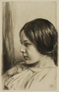 Wolff, Madchenportrait by Heinrich Wolff