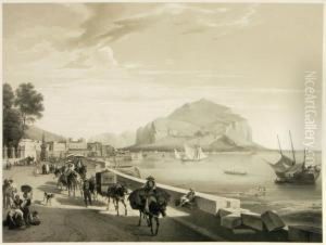 Palermomit Dem Berge Pellegrino by Johann Wolffle