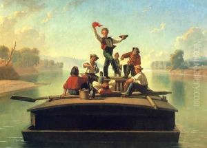 The Jolly Flatboatmen (2nd version) by George Caleb Bingham