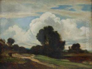 Baumbestandene Sommerlandschaft by Friedrich Ernst Wolfrom