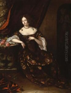 A Portrait Of A Lady, Full-length, Seated, Wearing An Elaborate Dress