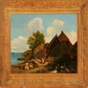 A Fishingvillage At The Coast by Friedrich Ernst Wolperding