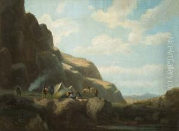 Indianerlager In Felslandschaft - view 1
