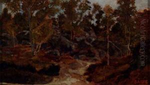Rochers En Foret De Fontainebleau by Antoine-louis Barye