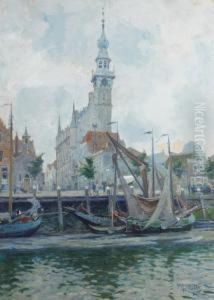 A View Of Veere With The Town Hall Beyond by Hendrik Jan Wolter