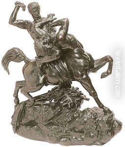Thesee combatant le centaure Bienor (2e reduction) [detail #2] (Theseus slaying the Centaur Bienor (2nd reduction)) by Antoine-louis Barye