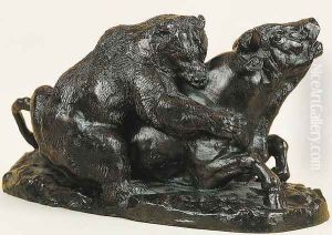 Bull Attacked by a Bear by Antoine-louis Barye
