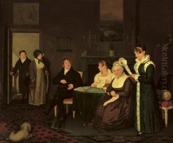 A Group Portrait Of The De Bruijn De Neve Family In An Elegant Interior - view 1