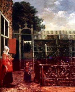 Woman with a Child Blowing Bubbles in a Garden by Hendrick Van Der Burch