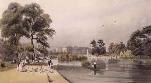 Buckingham Palace- from St. James's Park, 1842 by Thomas Shotter Boys