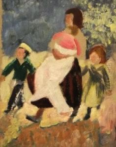 Mother And Child And Children In A Garden by Christopher Wood