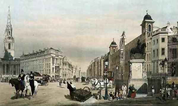Entry to the Strand from Charing Cross, from 'London As It Is', 1842 - view 1