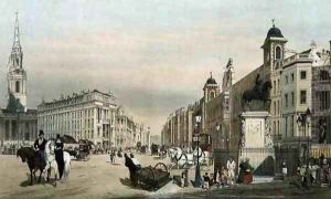 Entry to the Strand from Charing Cross, from 'London As It Is', 1842 by Thomas Shotter Boys