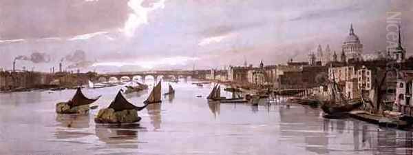 Blackfriars, from Southwark Bridge, from 'London As It Is', 1842 - view 1