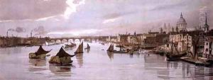 Blackfriars, from Southwark Bridge, from 'London As It Is', 1842 by Thomas Shotter Boys