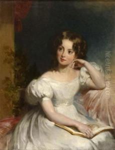 Portrait Of A Young Girl Holding A Book by John Wood