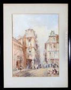 A Continental Street Scene by Lewis John Wood