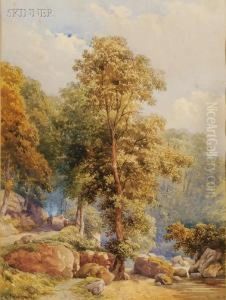 Lot Of Two Woodland Views Of Surrey by Lewis Pinhorn Wood