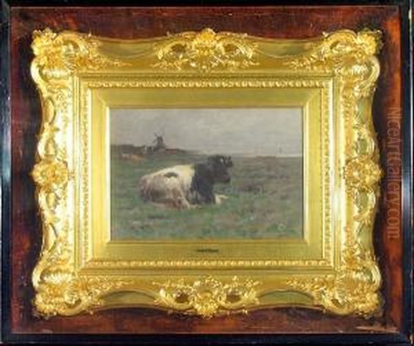 Cows In A Pasture With A Windmill In The Distance - view 1