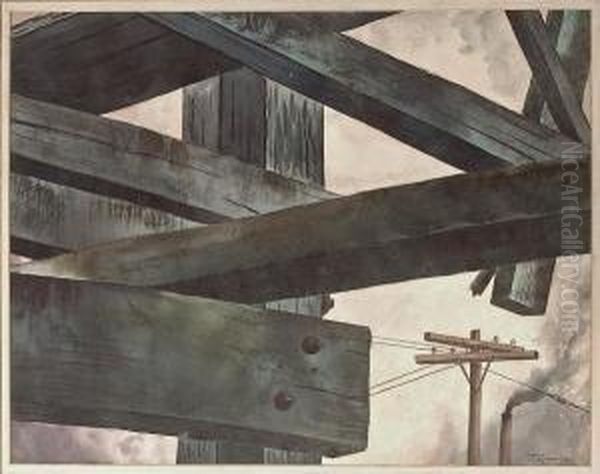 Timbering, 1946; Harbor At Sunset, 1925 (2) - view 1