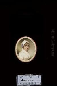 Mrs Beachcroft, Wearing White Dress With Frilled Fichu And Turban Striped With Mauve by William Ii Wood