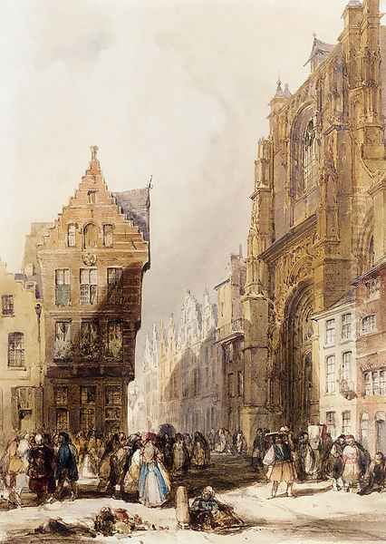 Figures On A Street In A Market Town, Belgium - view 1