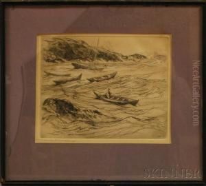 Dories In A Rough Sea by Charles Herbert Woodbury