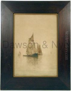 A Watercolor Of Sailboats by Hartwell Leon Woodcock
