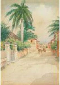 Man And Cart On Street, Somerset, Bermuda by Hartwell Leon Woodcock