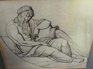 Seated Figure By An Overflowing Urn