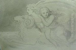 A Couple Riding On Ram's Back by Woodforde, Samuel