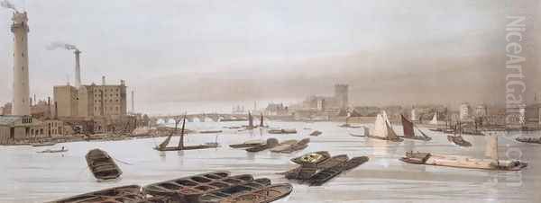 Westminster from Waterloo Bridge, incorporating the Shot Tower, 1842 - view 1