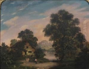 Cottage By A Wooded Lake by Robert, Reverend Woodley-Brown