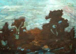 Figure Seated In A River Landscape by Robert, Reverend Woodley-Brown
