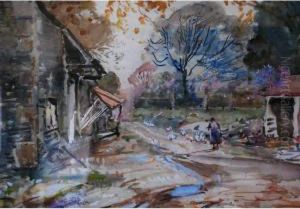 'old Farm, Newby Bridge' by Albert Woods