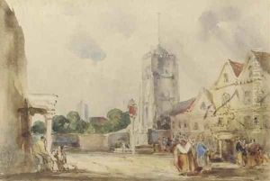 A view of Putney looking towards the bridge by Thomas Shotter Boys