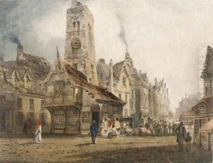 View of a market square by Thomas Shotter Boys
