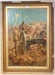 Boer War Soldiers Firing A Cannon by Richard Caton Woodville